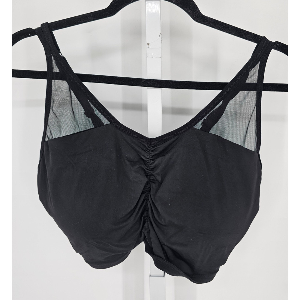 Dreamwear Womens Sz 2X Full Figure T Shirt Bra Black w/ Mesh Straps